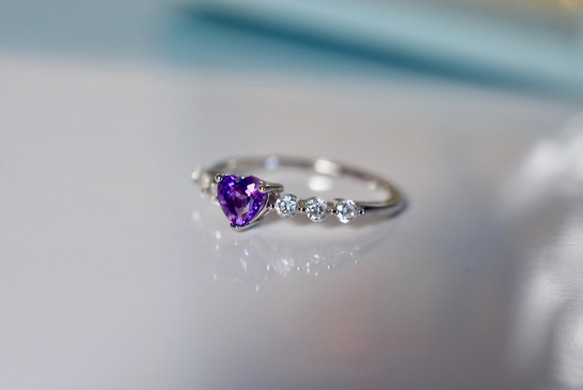 48-9 天然 アメジスト アメシスト 紫水晶 リング シルバー 指輪 2月誕生石 フリーサイズ 4枚目の画像
