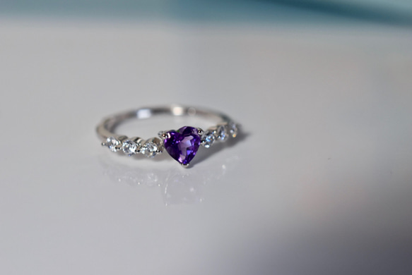 48-9 天然 アメジスト アメシスト 紫水晶 リング シルバー 指輪 2月誕生石 フリーサイズ 5枚目の画像
