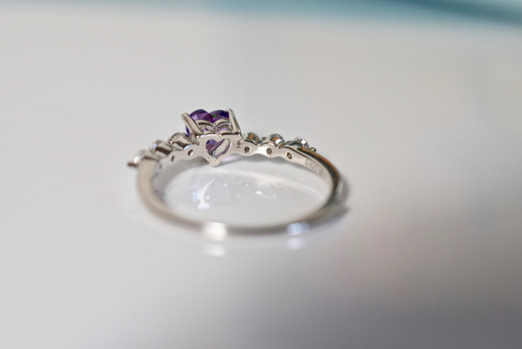 48-9 天然 アメジスト アメシスト 紫水晶 リング シルバー 指輪 2月誕生石 フリーサイズ 6枚目の画像