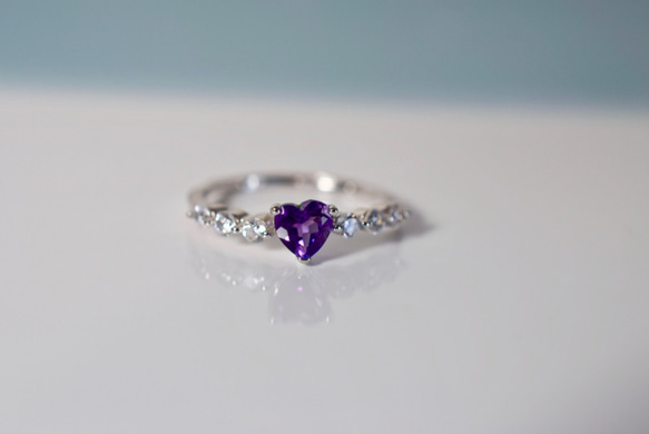 48-9 天然 アメジスト アメシスト 紫水晶 リング シルバー 指輪 2月誕生石 フリーサイズ 1枚目の画像