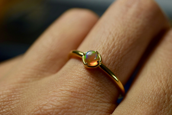 49-3 特売 上品 天然 宝石質 クリスタル オパール リング Crystal Opal 指輪 母の日 お正月 祝 5枚目の画像