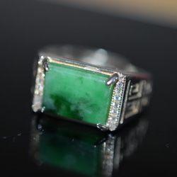 10 特売 シルバー 天然 深緑 本翡翠 リング 指輪 父の日 メンズ 誕生日フリーサイズ 息子 正月 彼氏 プレゼント 4枚目の画像