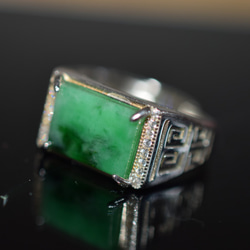 10 特売 シルバー 天然 深緑 本翡翠 リング 指輪 父の日 メンズ 誕生日フリーサイズ 息子 正月 彼氏 プレゼント 5枚目の画像