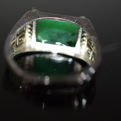 10 特売 シルバー 天然 深緑 本翡翠 リング 指輪 父の日 メンズ 誕生日フリーサイズ 息子 正月 彼氏 プレゼント 6枚目の画像
