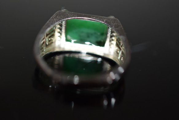 10 特売 シルバー 天然 深緑 本翡翠 リング 指輪 父の日 メンズ 誕生日フリーサイズ 息子 正月 彼氏 プレゼント 6枚目の画像