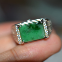 10 特売 シルバー 天然 深緑 本翡翠 リング 指輪 父の日 メンズ 誕生日フリーサイズ 息子 正月 彼氏 プレゼント 7枚目の画像