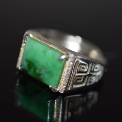 10 特売 シルバー 天然 深緑 本翡翠 リング 指輪 父の日 メンズ 誕生日フリーサイズ 息子 正月 彼氏 プレゼント 8枚目の画像