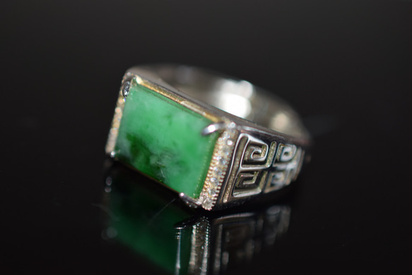 10 特売 シルバー 天然 深緑 本翡翠 リング 指輪 父の日 メンズ 誕生日フリーサイズ 息子 正月 彼氏 プレゼント 8枚目の画像