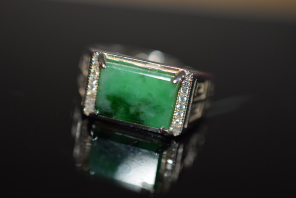 10 特売 シルバー 天然 深緑 本翡翠 リング 指輪 父の日 メンズ 誕生日フリーサイズ 息子 正月 彼氏 プレゼント 9枚目の画像