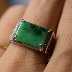 10 特売 シルバー 天然 深緑 本翡翠 リング 指輪 父の日 メンズ 誕生日フリーサイズ 息子 正月 彼氏 プレゼント 10枚目の画像
