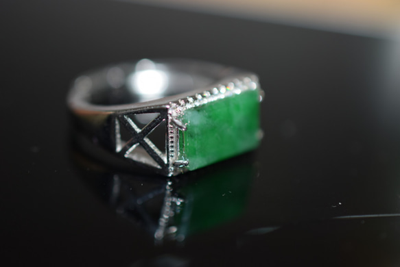11 特売 シルバー 天然 深緑 本翡翠 リング 指輪 レディース 父の日 メンズ フリーサイズ 息子 彼氏 プレゼント 2枚目の画像