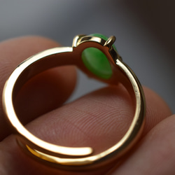 34 特売 天然 黄緑 本翡翠 ミャンマー リング  指輪 レディース 母の日 誕生日 フリーサイズ お祝い 正月 7枚目の画像