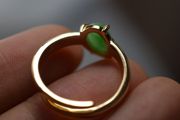 34 特売 天然 黄緑 本翡翠 ミャンマー リング  指輪 レディース 母の日 誕生日 フリーサイズ お祝い 正月 7枚目の画像