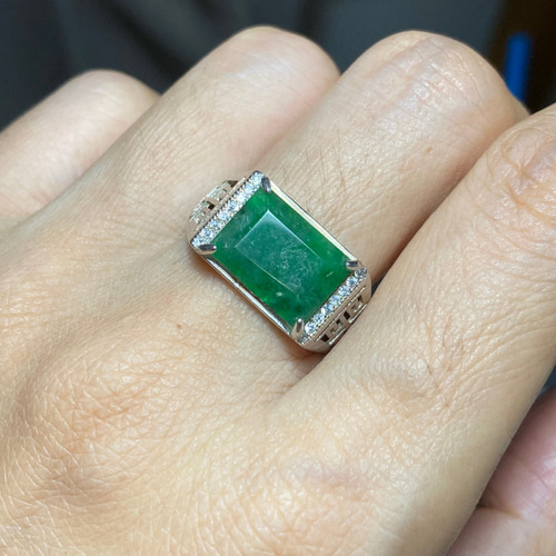 Mika-Jewelry-HS103 特売シルバー 天然翡翠リング フリーサイズ