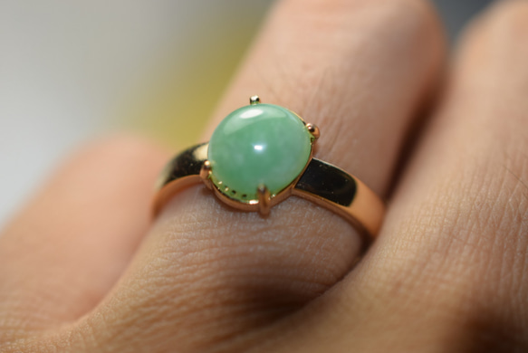 B06 特売 天然 白緑 本翡翠 ミャンマー リング 指輪 レディース メンズ 母の日 誕生日 フリーサイズ 正月 3枚目の画像