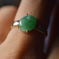 B09 訳あり処分品 天然 白緑 本翡翠 ミャンマー リング 指輪 レディース 母の日 誕生日 フリーサイズ 正月 5枚目の画像