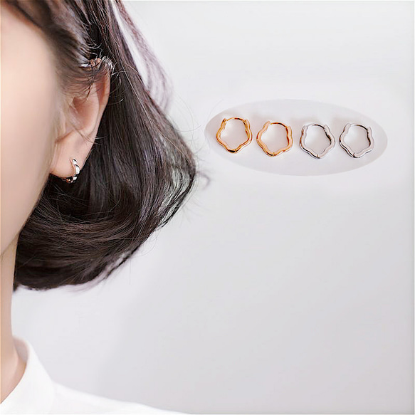 花型 フープピアス シンプル ミニフープピアス　軟骨ピアス 軟骨フープピアス  hoop earrings7−115 1枚目の画像