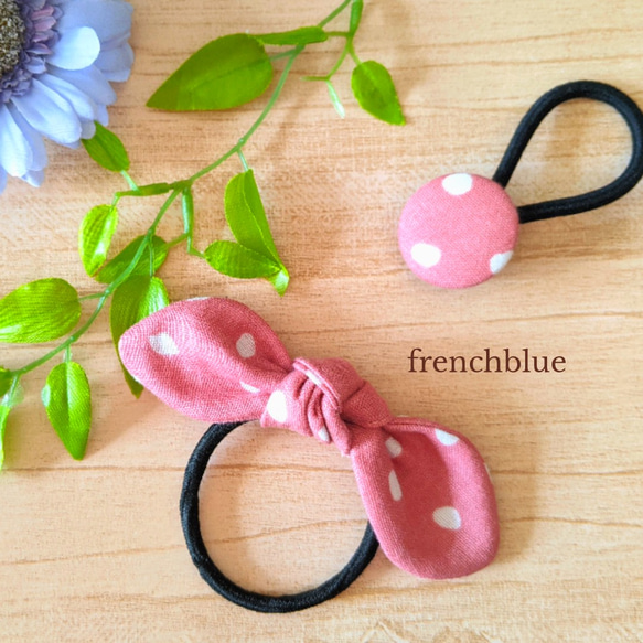 antique pink×flower＊グログランリボンのヘアゴム antique pink×flower＊グログランリボンのヘアゴム