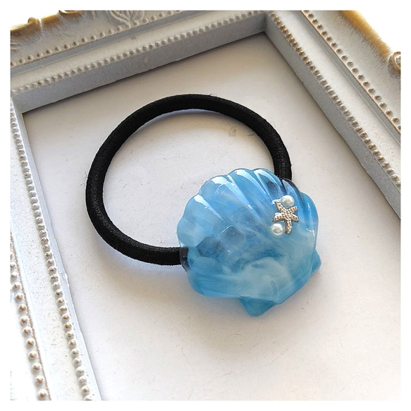 海ブルー ヒトデ レジンヘアゴム 海ブルー ヒトデ レジンヘアゴム