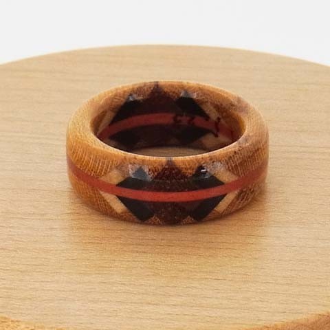 木の指輪 FIVE DIAMOND 黄色【受注生産】木婚式のプレゼントに！　5つのダイアモンドをモチーフにしました。