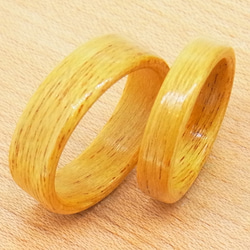 木の指輪 インフィニティ 黄色 【受注生産】イエローハート なめらかな木肌 幅が選べる細くて薄い最もシンプルな木の指輪 5枚目の画像