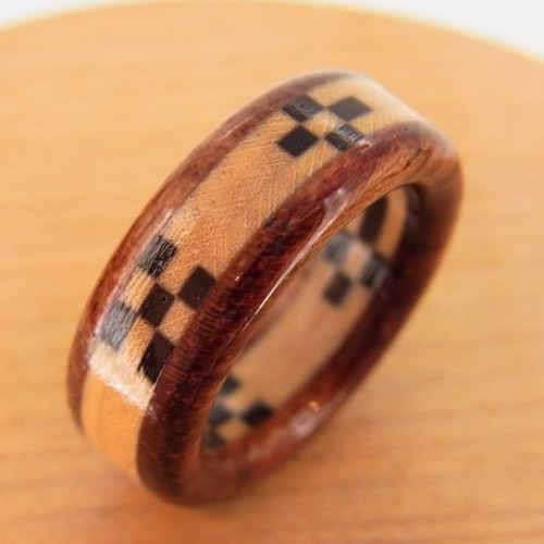 木製シンプルリング 楓 かえで メープル 13号 手作り 誕生石 × 木の