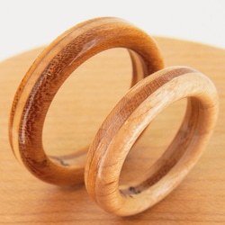 木の指輪 ペアリング 三層【受注生産】カエデ・ケヤキ 対になる配色でペアリングがより楽しめる！ペア（2個）の価格です。 1枚目の画像