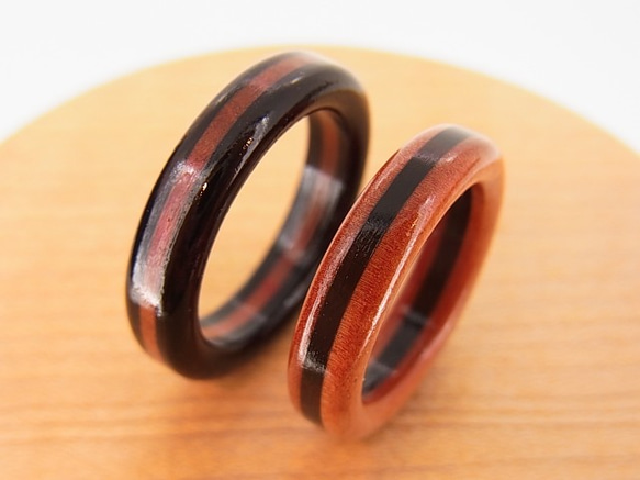 木の指輪 シンプルな三層 色が選べる！【受注生産】一番人気！配色を工夫してオリジナルの指輪が作れます 7枚目の画像