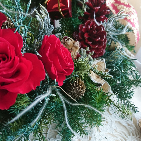 《 みうさぎ様 専用 》「Creema限定」＊ Christmas wreath ＊ クイーンレッド プリザーブド 6枚目の画像