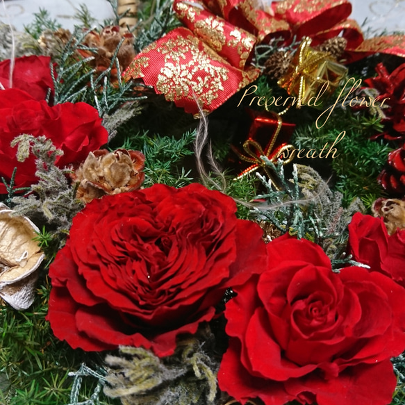 《 みうさぎ様 専用 》「Creema限定」＊ Christmas wreath ＊ クイーンレッド プリザーブド 7枚目の画像