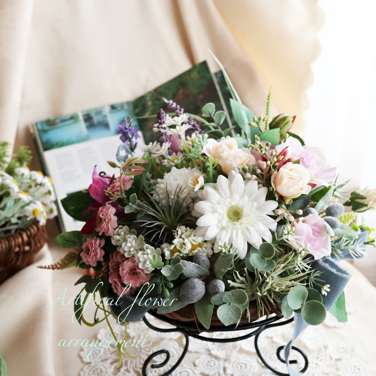 アーティフィシャルフラワーアレンジ お花いっぱい JUNFLOWER 豪華 -