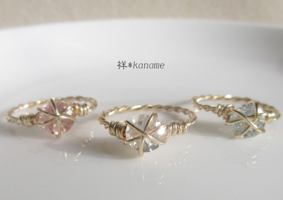 【14KGF】Jewel*ring　ブリリアントカット トパーズ・３色 1枚目の画像