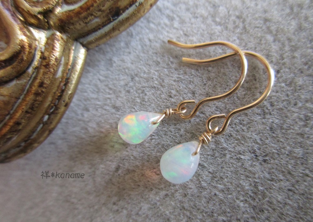 ぷるぷる プレシャス エチオピア オパール シャンデリア ピアス 最上級エチオピア産プレシャスオパール【14KGF】ソルティア