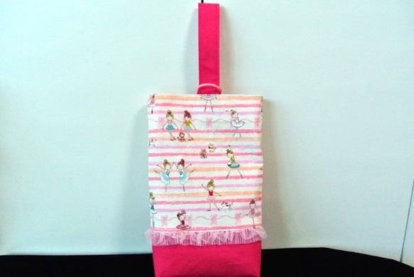 バレエ　猫とバレリーナのシューズバッグ（生成り・ピンクは完売です） 3枚目の画像