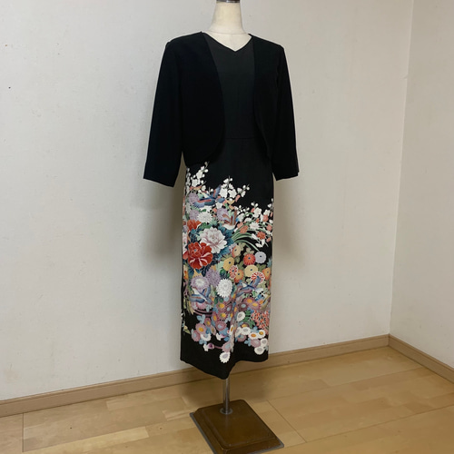 M様オーダー品】アンサンブル 友禅 牡丹の花 花鳥図 作家モノ黒留袖  