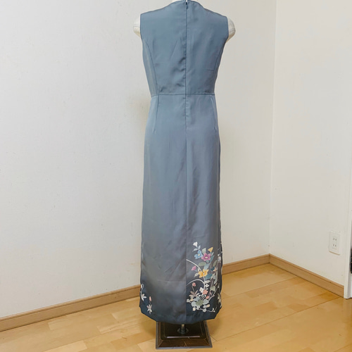 L～2Lサイズ 訪問着からのVネック着物リメイクドレスです