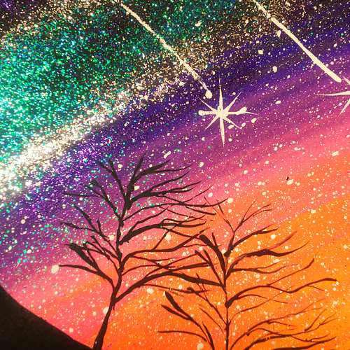 原画『 流魂 』アクリル水彩画 絵画 アート イラスト 風景画 流れ星 癒し 流星群】アクリル絵画 絵画 Yoshiko Shindou 通販 6669045