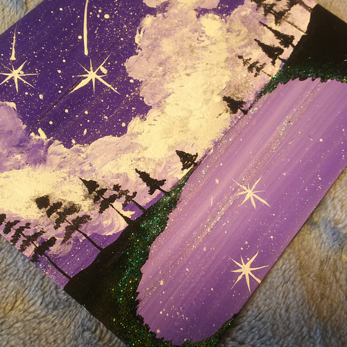 アクリル画 風景画 紫の木 紫の世界】アクリル絵画 絵画 Yoshiko Shindou 通販 6669531｜Creema