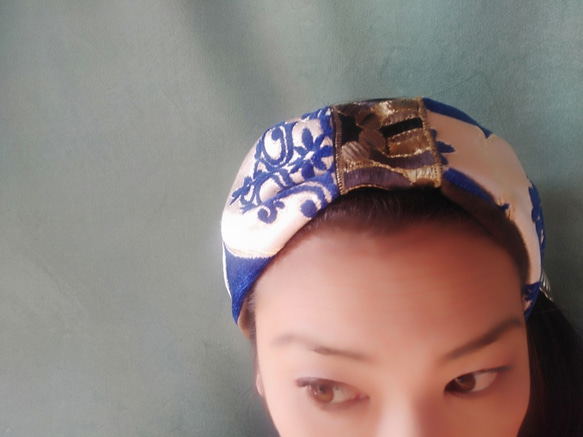 Morocco2wayHairBand*WhiteBlue* 3枚目の画像