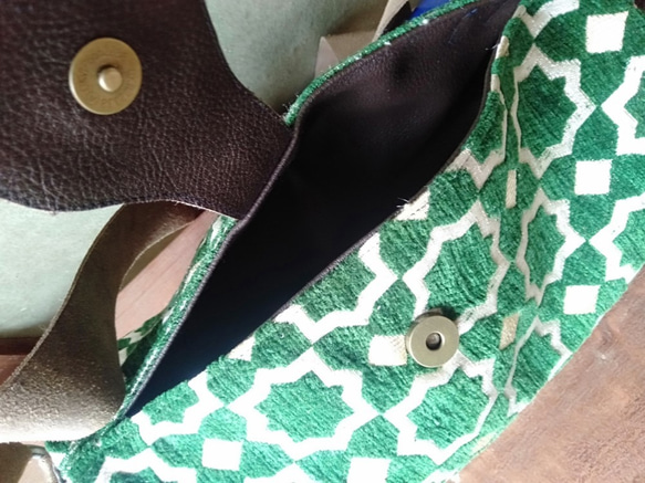 MoroccoLetherMixShoulderBag(Green) 5枚目の画像