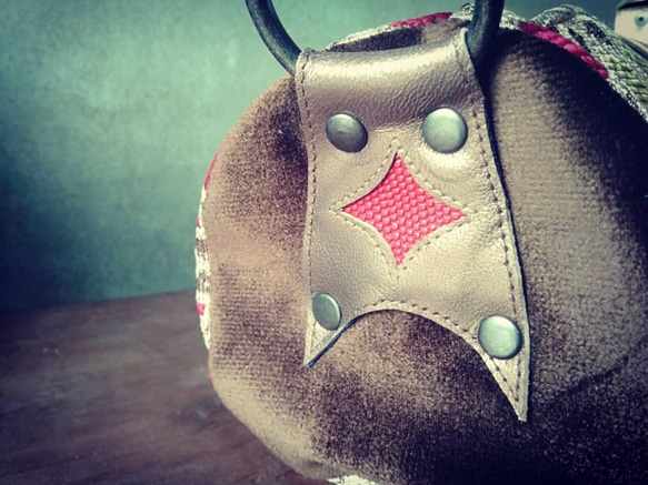 MoroccoLetherMixShoulderBag(RedGold) 4枚目の画像