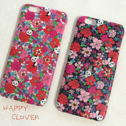 【受注生産】flowerパンダ iPhoneケース（カバータイプ） 1枚目の画像