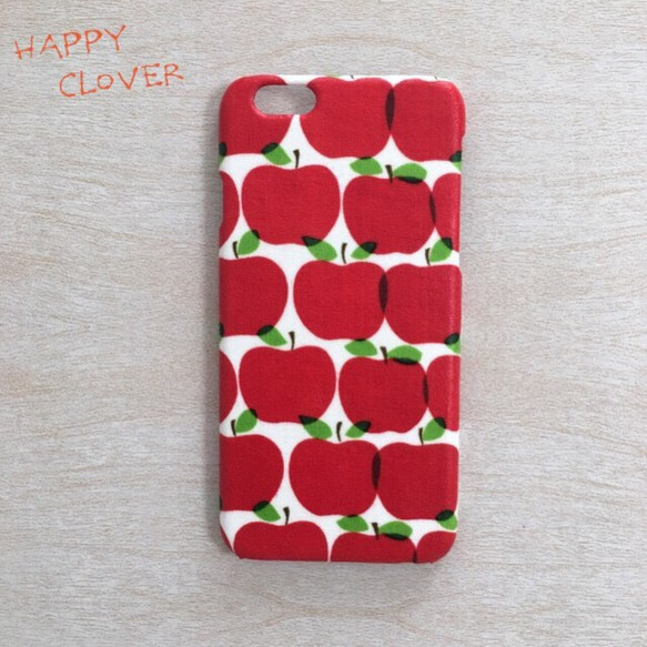 【受注生産】りんご柄 iPhoneケース（カバータイプ）林檎、リンゴ 1枚目の画像
