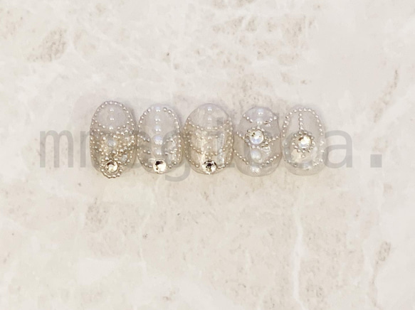 (172)ネイルチップ/上品/おしゃれ/大人/ドレス/和服/ウェディング/ネイルジュエリー/ネイルアクセサリー 1枚目の画像