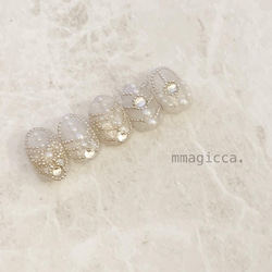 (172)ネイルチップ/上品/おしゃれ/大人/ドレス/和服/ウェディング/ネイルジュエリー/ネイルアクセサリー 3枚目の画像