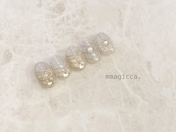 (172)ネイルチップ/上品/おしゃれ/大人/ドレス/和服/ウェディング/ネイルジュエリー/ネイルアクセサリー 3枚目の画像