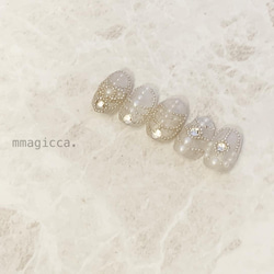 (172)ネイルチップ/上品/おしゃれ/大人/ドレス/和服/ウェディング/ネイルジュエリー/ネイルアクセサリー 4枚目の画像