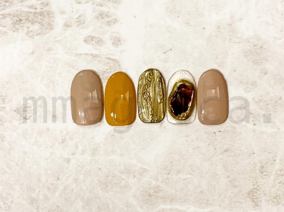 (192)ネイルチップ/ニュアンス/上品/おしゃれ/シェル/大人/ドレス/和服/春夏秋冬/ネイルアクセサリー 1枚目の画像