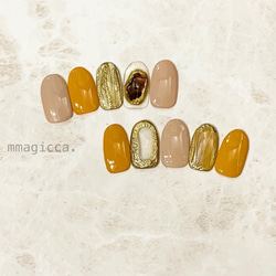 (194)ネイルチップ/ニュアンスネイル/サークルネイル/フレームネイル/メタリックネイル/上品/おしゃれ 2枚目の画像