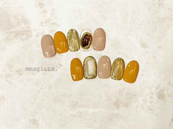 (194)ネイルチップ/ニュアンスネイル/サークルネイル/フレームネイル/メタリックネイル/上品/おしゃれ 2枚目の画像